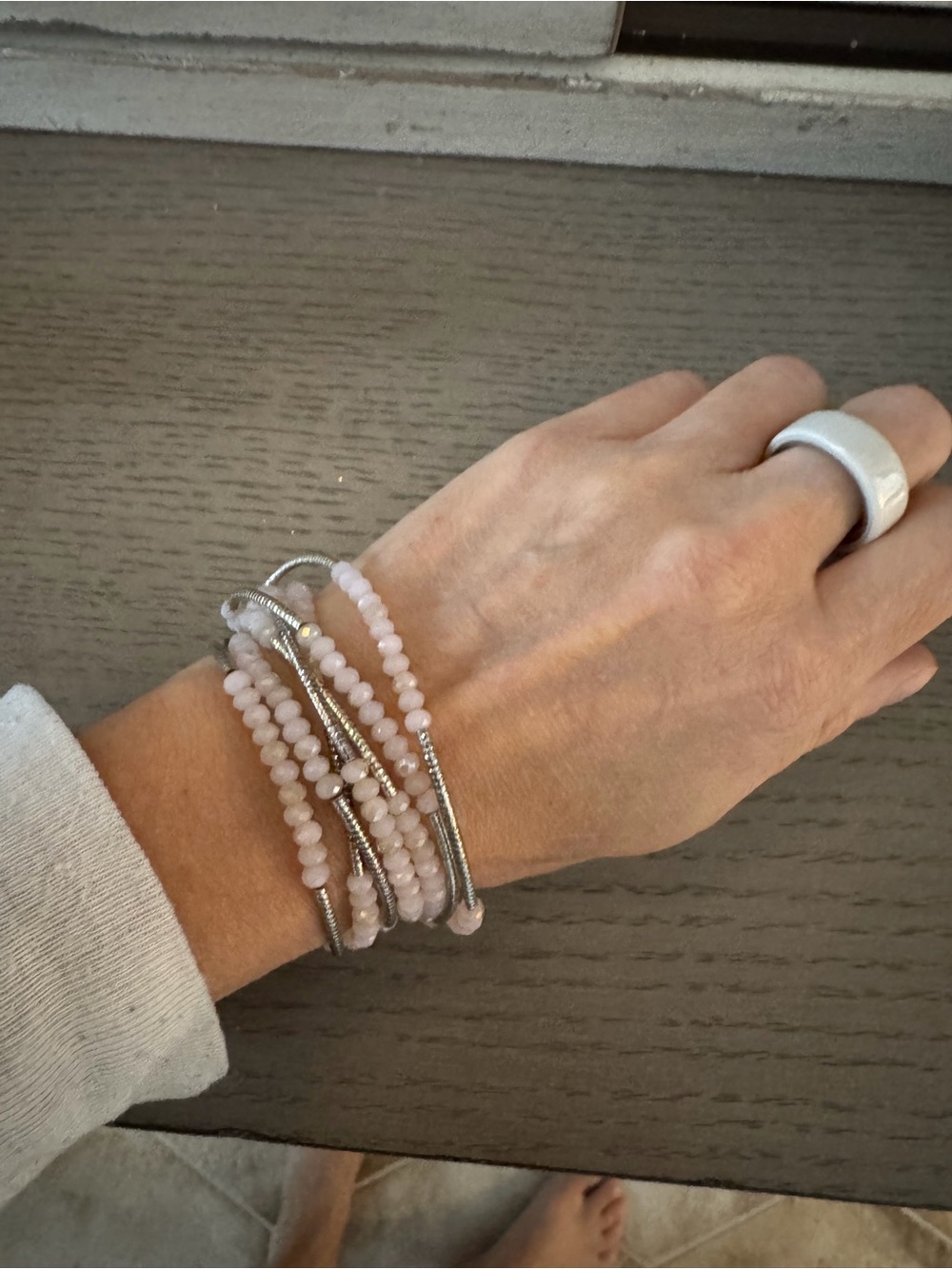 Stackable Pale Pink Beaded Wrap Bracelet - Women's Jewelry